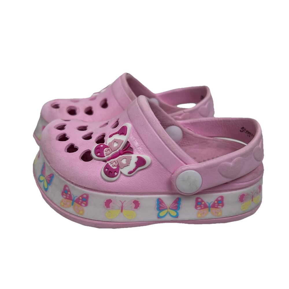 Stepping Stones Butterflies and hearts child sz 4 slip on with backstrap shoes
